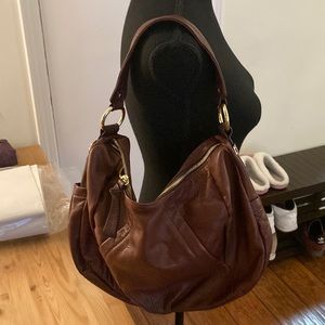 B. Makowsky Chestnut Leather Shoulder Bag / Hobo